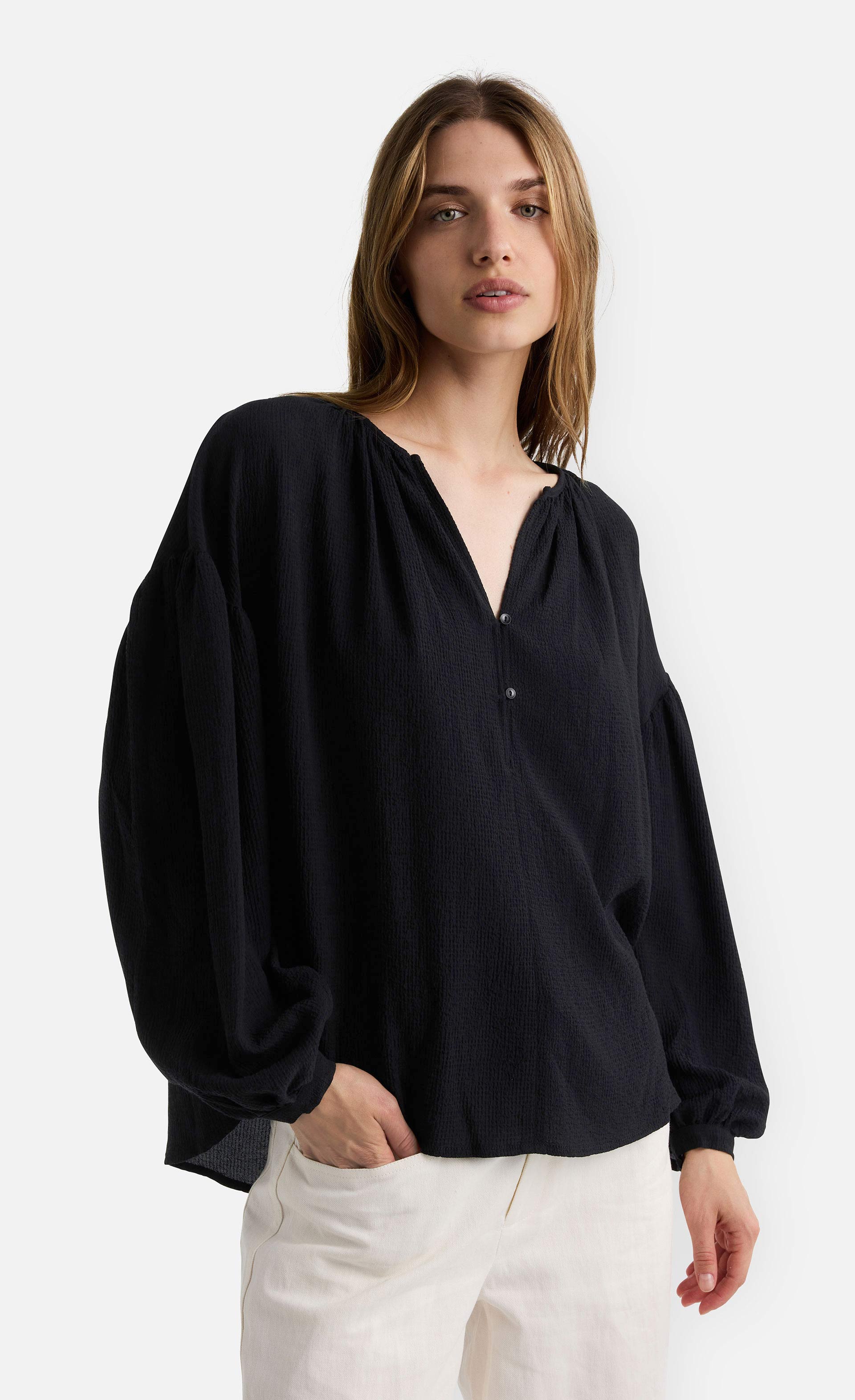 Blunare - Oversize Bluse aus strukturierter Ware