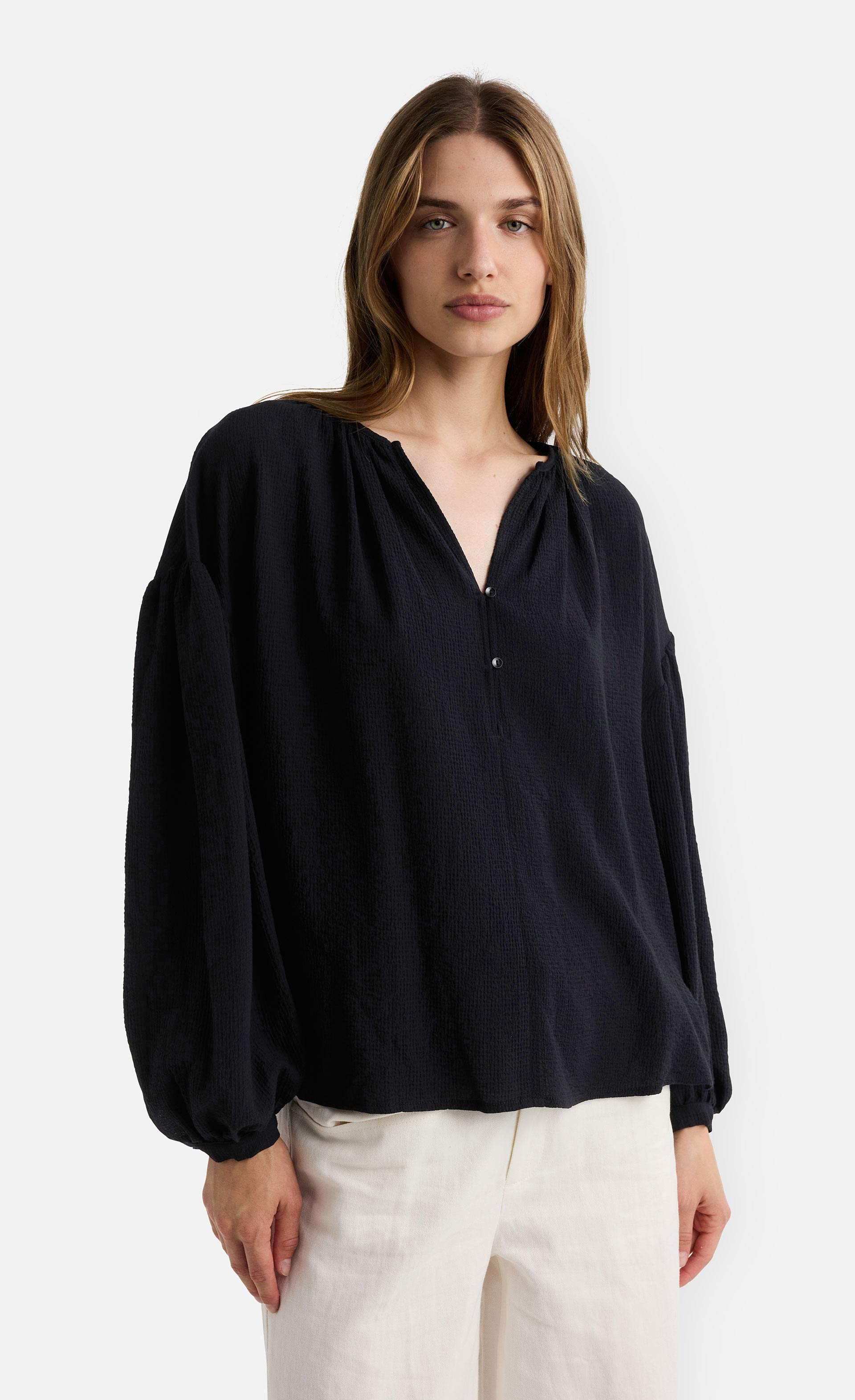 Blunare - Oversize Bluse aus strukturierter Ware