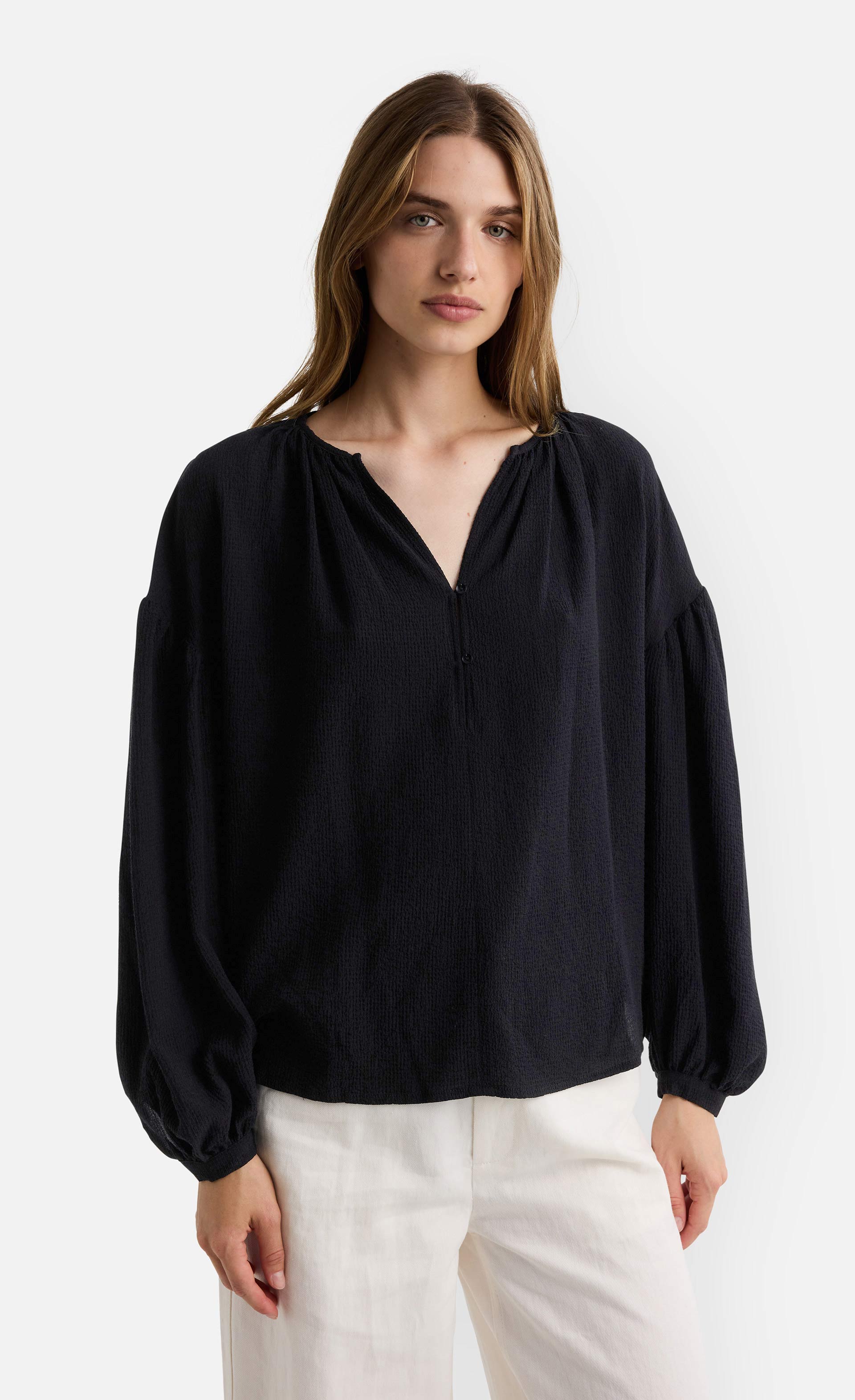 Blunare - Oversize Bluse aus strukturierter Ware